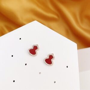 Chic Red and Gold Stud Earrings